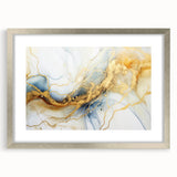 Elegant Abstract Wall Art - Fluid Gold and Blue Accents on Canvas