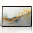 Elegant Abstract Wall Art - Fluid Gold and Blue Accents on Canvas