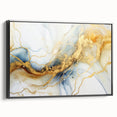 Elegant Abstract Wall Art - Fluid Gold and Blue Accents on Canvas