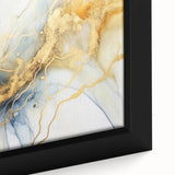 Elegant Abstract Wall Art - Fluid Gold and Blue Accents on Canvas