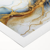 Elegant Abstract Wall Art - Fluid Gold and Blue Accents on Canvas