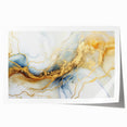 Elegant Abstract Wall Art - Fluid Gold and Blue Accents on Canvas