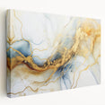 Elegant Abstract Wall Art - Fluid Gold and Blue Accents on Canvas