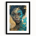 Glamorous Portrait Art - Gold and Teal Accents in Bold Abstract Style