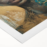 Glamorous Portrait Art - Gold and Teal Accents in Bold Abstract Style