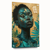 Teal and Gold Bold Portrait Art - Glam Luxe Wall Décor