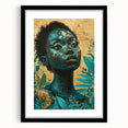 Teal and Gold Bold Portrait Art - Glam Luxe Wall Décor