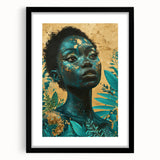 Teal and Gold Bold Portrait Art - Glam Luxe Wall Décor