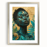 Teal and Gold Bold Portrait Art - Glam Luxe Wall Décor