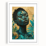 Teal and Gold Bold Portrait Art - Glam Luxe Wall Décor