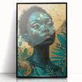 Teal and Gold Bold Portrait Art - Glam Luxe Wall Décor