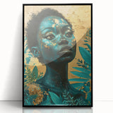 Teal and Gold Bold Portrait Art - Glam Luxe Wall Décor