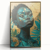 Teal and Gold Bold Portrait Art - Glam Luxe Wall Décor