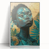 Teal and Gold Bold Portrait Art - Glam Luxe Wall Décor