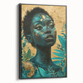 Teal and Gold Bold Portrait Art - Glam Luxe Wall Décor