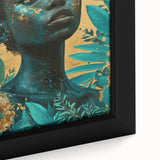 Teal and Gold Bold Portrait Art - Glam Luxe Wall Décor