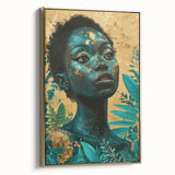 Teal and Gold Bold Portrait Art - Glam Luxe Wall Décor