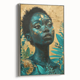 Teal and Gold Bold Portrait Art - Glam Luxe Wall Décor