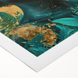 Teal and Gold Bold Portrait Art - Glam Luxe Wall Décor