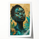 Teal and Gold Bold Portrait Art - Glam Luxe Wall Décor