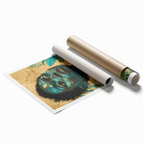 Teal and Gold Bold Portrait Art - Glam Luxe Wall Décor