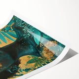 Teal and Gold Bold Portrait Art - Glam Luxe Wall Décor