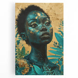 Teal and Gold Bold Portrait Art - Glam Luxe Wall Décor