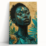 Teal and Gold Bold Portrait Art - Glam Luxe Wall Décor