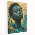 Teal and Gold Bold Portrait Art - Glam Luxe Wall Décor