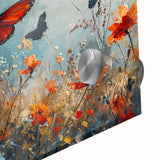 Bold Butterfly & Poppies Wall Art - Nature-Inspired Glam Design