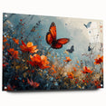 Bold Butterfly & Poppies Wall Art - Nature-Inspired Glam Design