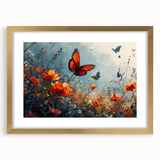 Bold Butterfly & Poppies Wall Art - Nature-Inspired Glam Design