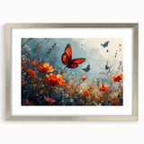 Bold Butterfly & Poppies Wall Art - Nature-Inspired Glam Design