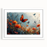 Bold Butterfly & Poppies Wall Art - Nature-Inspired Glam Design