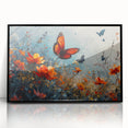 Bold Butterfly & Poppies Wall Art - Nature-Inspired Glam Design