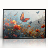 Bold Butterfly & Poppies Wall Art - Nature-Inspired Glam Design
