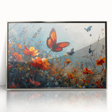 Bold Butterfly & Poppies Wall Art - Nature-Inspired Glam Design