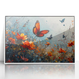 Bold Butterfly & Poppies Wall Art - Nature-Inspired Glam Design