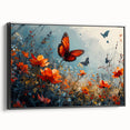 Bold Butterfly & Poppies Wall Art - Nature-Inspired Glam Design