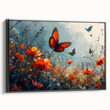 Bold Butterfly & Poppies Wall Art - Nature-Inspired Glam Design