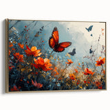 Bold Butterfly & Poppies Wall Art - Nature-Inspired Glam Design