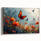 Bold Butterfly & Poppies Wall Art - Nature-Inspired Glam Design