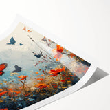 Bold Butterfly & Poppies Wall Art - Nature-Inspired Glam Design
