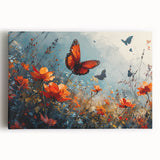 Bold Butterfly & Poppies Wall Art - Nature-Inspired Glam Design