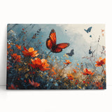 Bold Butterfly & Poppies Wall Art - Nature-Inspired Glam Design