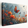 Bold Butterfly & Poppies Wall Art - Nature-Inspired Glam Design