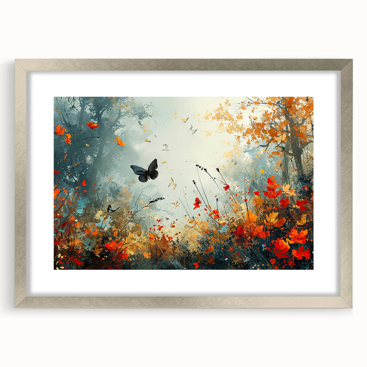Ethereal Butterfly Garden Wall Art - Glam Nature Collection