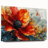 Bold Red Floral Abstract Art - Vibrant Glam Wall Art Collection