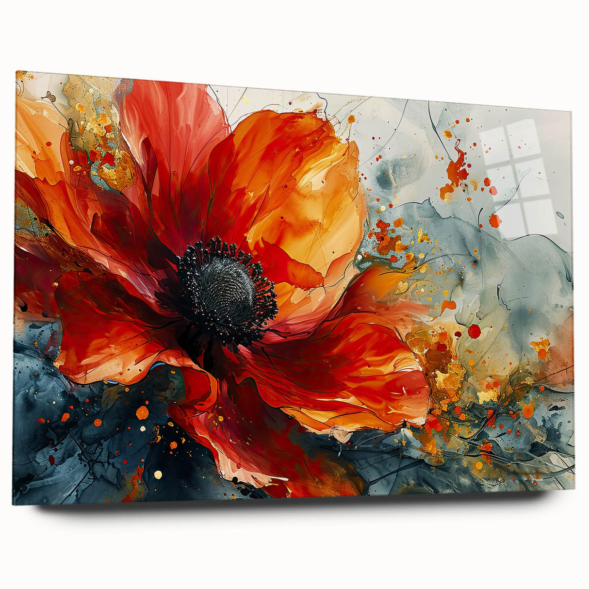 Bold Red Floral Abstract Art - Vibrant Glam Wall Art Collection