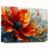 Bold Red Floral Abstract Art - Vibrant Glam Wall Art Collection